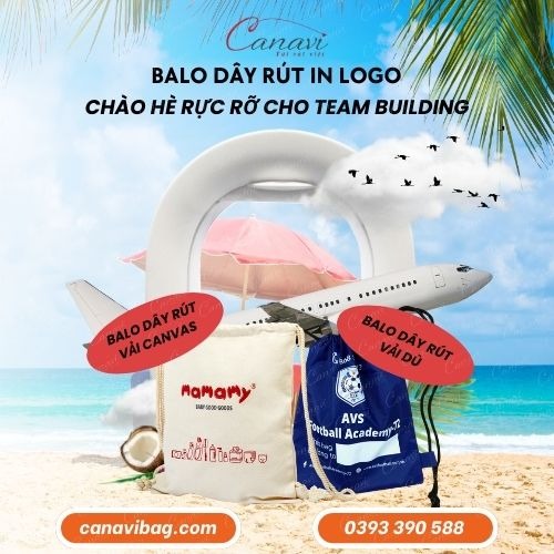 Balo dây rút in logo trong mọi mùa Team Building hè