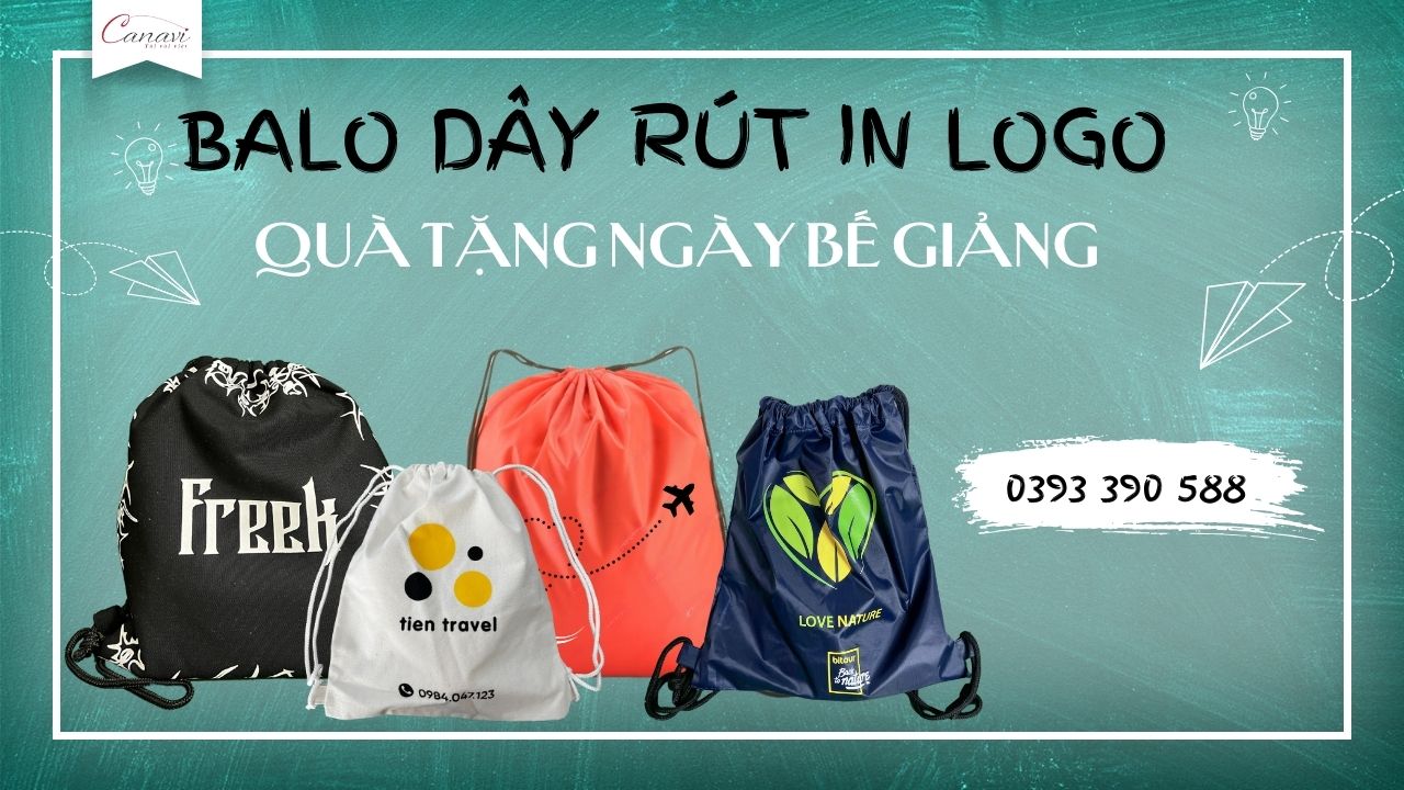 Balo dây rút in logo quà tặng bế giảng cho học sinh,sinh viên