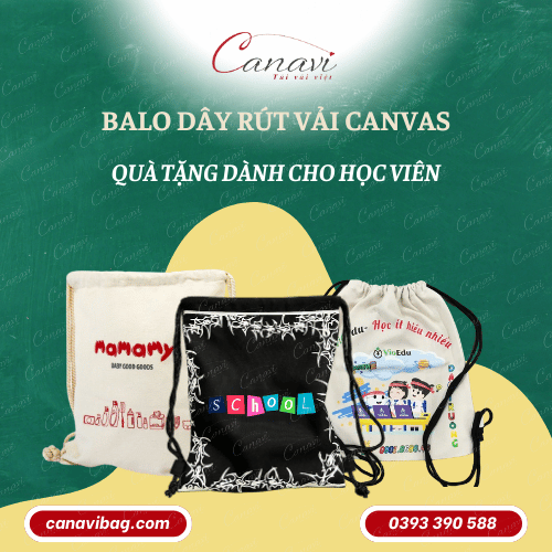 Túi dây rút vải canvas kích thước lớn (balo dây rút vải canvas)