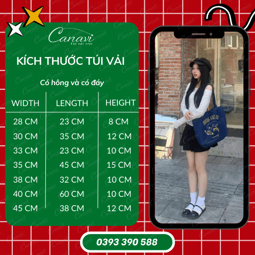 Các Kích Thước Túi Vải Phổ Biến Hiện Nay