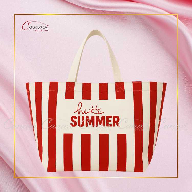 Túi Tote Vải Bố -Túi Canvas TVT003 Hello Summer Màu Đỏ