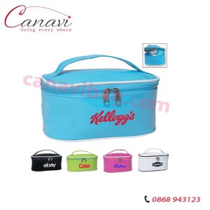 Túi vải dù in logo đựng mỹ phẩm có quai xách ở nắp – TVD027