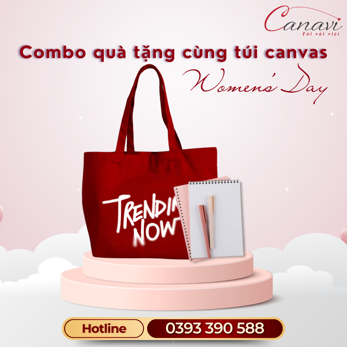 Quà tặng túi canvas đi kèm sổ tay và bút