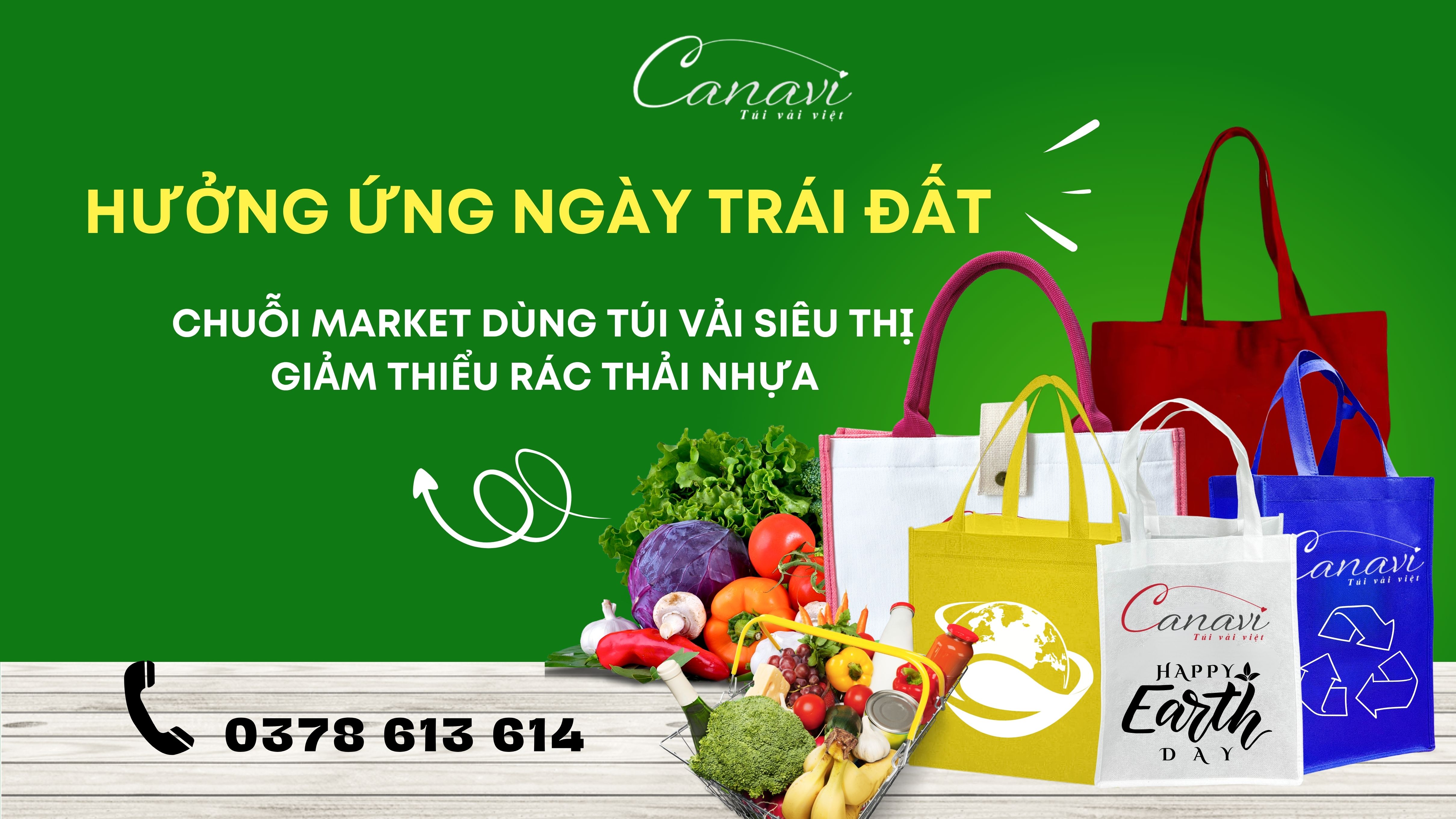 Hưởng Ứng Ngày Trái Đất: Chuỗi Market Dùng Túi Vải Siêu Thị Giảm Thiểu Rác Thải Nhựa! 
