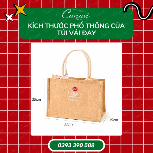 kích thước phổ biến của túi vải đay