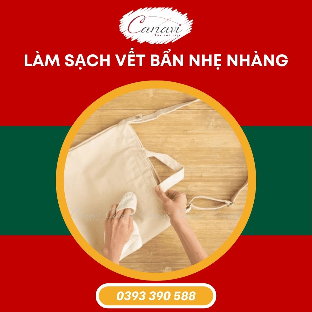 Làm sạch vết bẩn túi tote vải bố canvas nhẹ nhàng