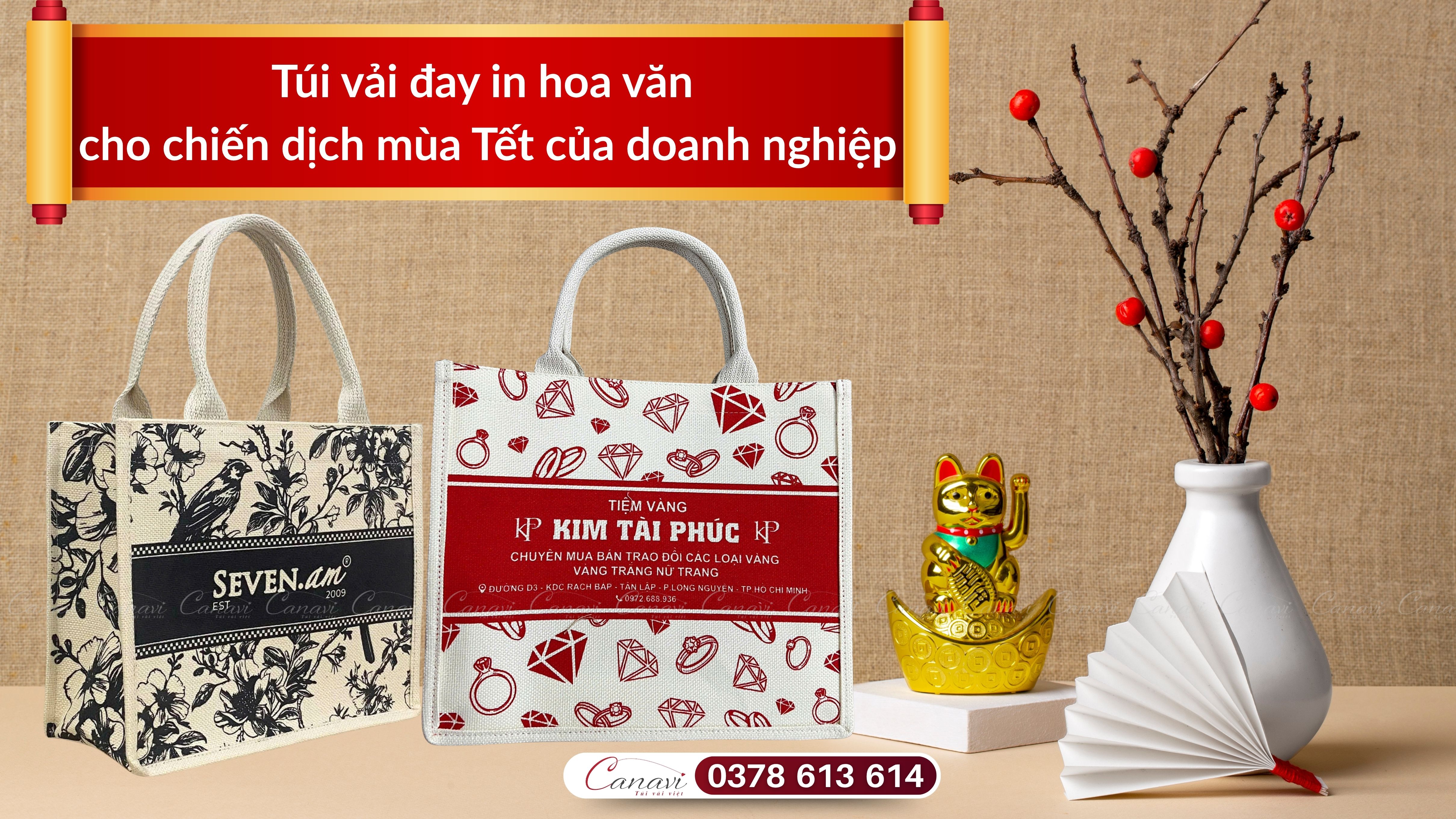 Lợi ích khi chọn túi vải đay in hoa văn cho chiến dịch mùa Tết của doanh nghiệp