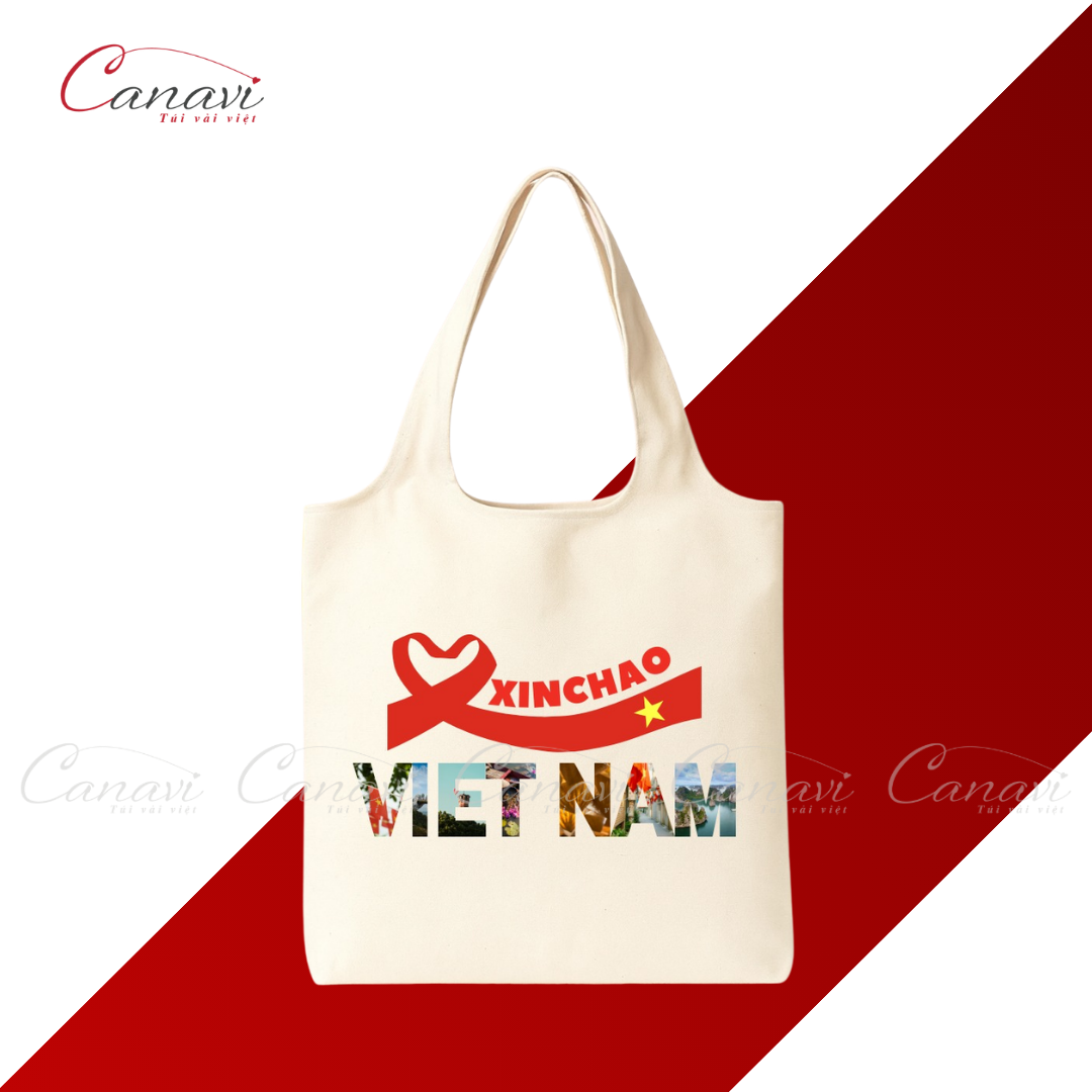 Túi Vải Canvas tay nải TVCTN01 - Xin chào Việt Nam