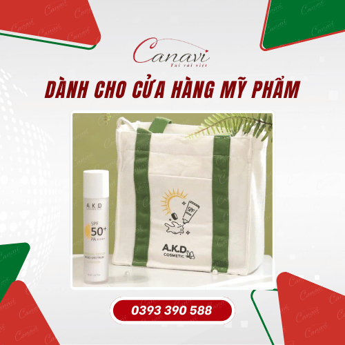 Túi canvas in logo thời trang, quà tặng dành cho các công ty mỹ phẩm
