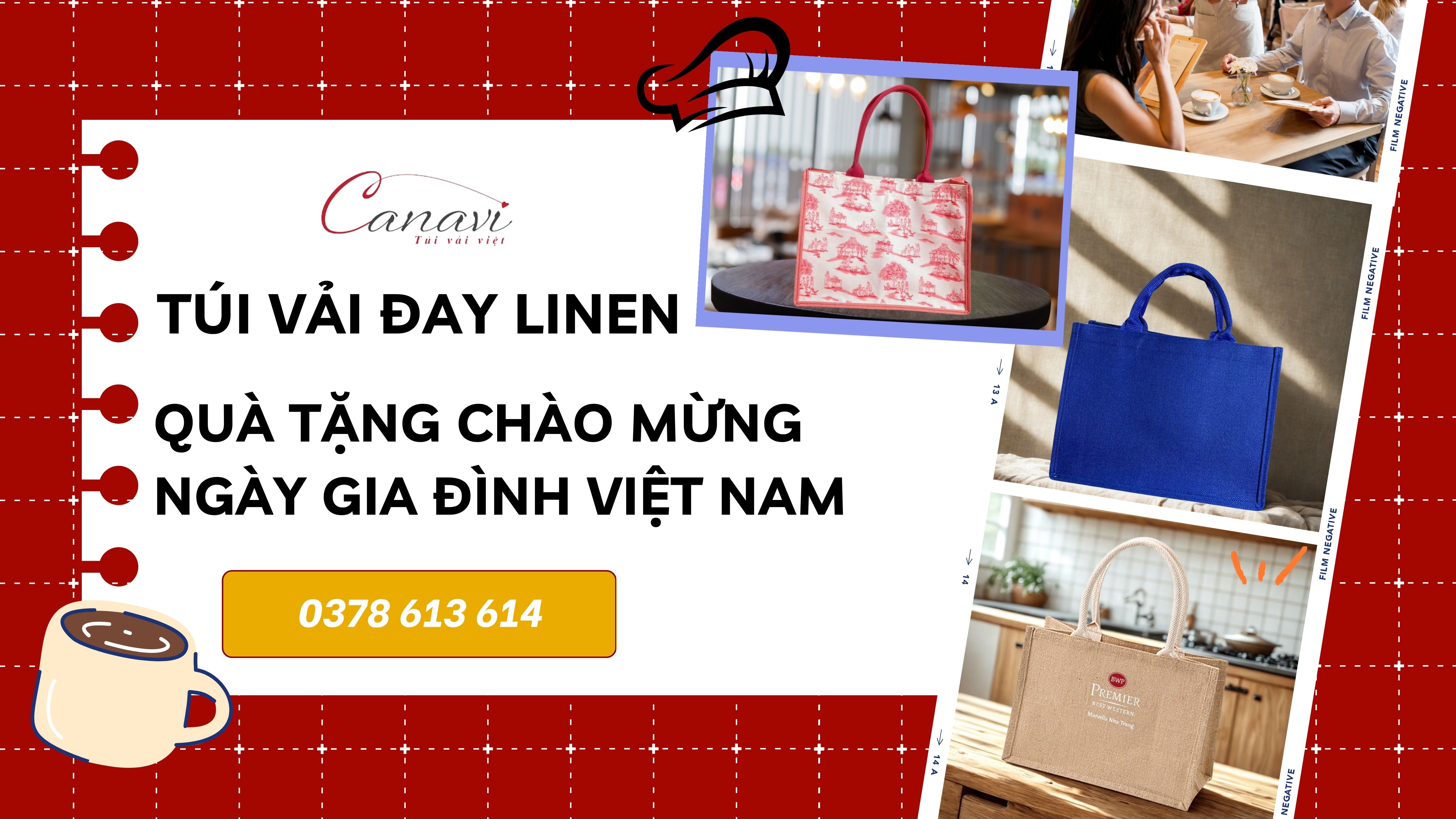 Quà tặng túi vải đay linen mừng Ngày gia đình Việt Nam cho các nhà hàng