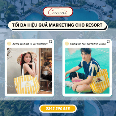 túi tote vải canvas trở thành công cụ marketing di động, quảng bá hình ảnh khu nghỉ dưỡng, resort