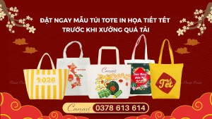 Đặt ngay mẫu túi tote in họa tiết Tết trước khi xưởng quá tải