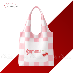 Túi Vải Canvas tay nải TVCGH03 - Cherry Gingham