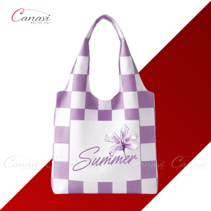 Túi Vải Canvas tay nải TVCGH01 - Lavender Gingham