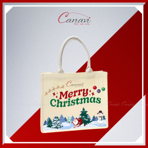 Túi Vải Đay Linen Họa Tiết Giáng Sinh TVĐGS04