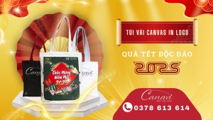 Xây dựng thương hiệu bằng quà tết 2025 - Túi vải canvas in logo thương hiệu