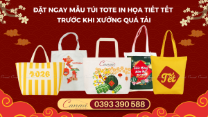 Đặt ngay mẫu túi tote in họa tiết Tết trước khi xưởng quá tải