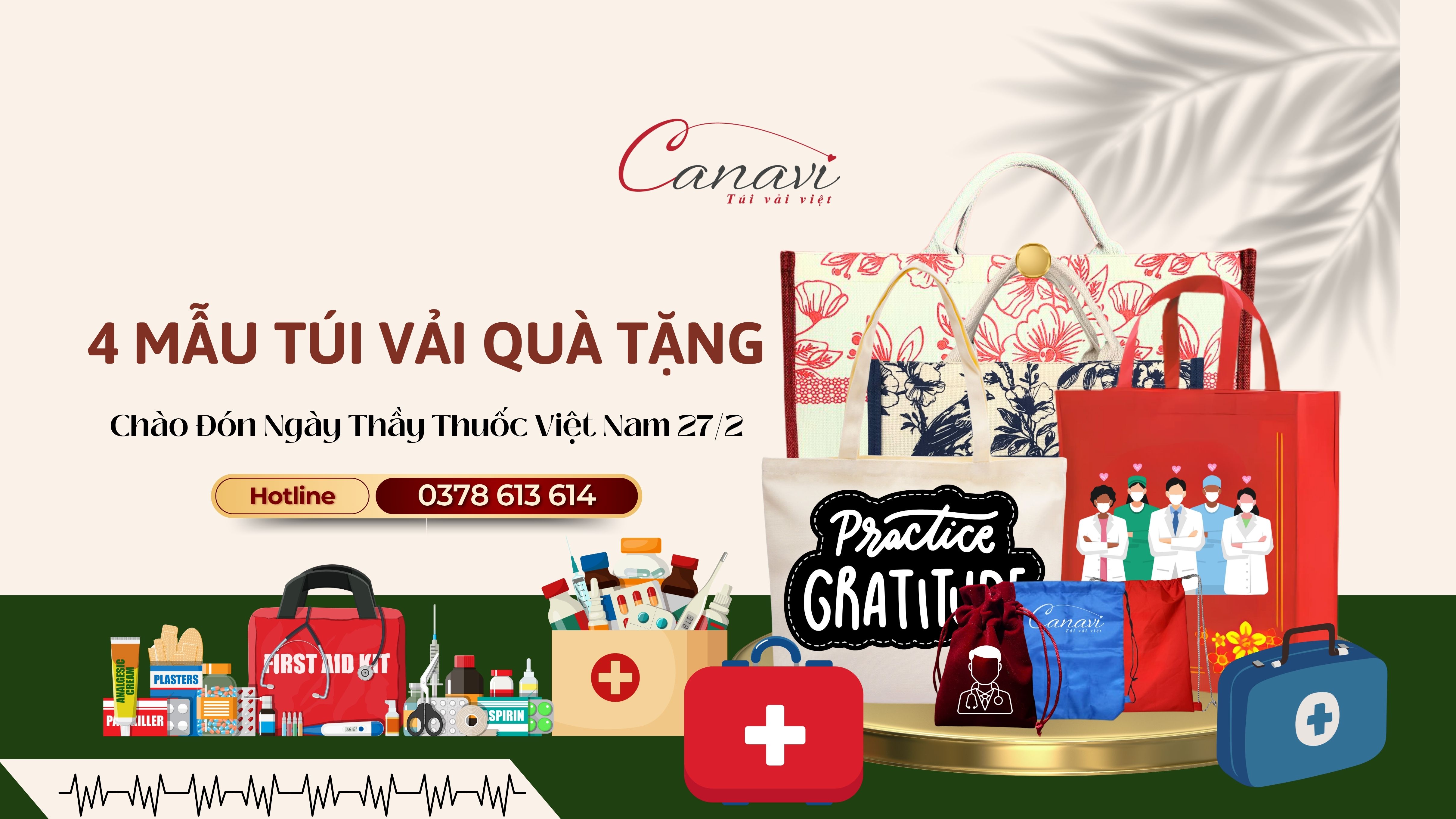 Top 4 mẫu túi vải quà tặng chào đón Ngày Thầy Thuốc Việt Nam 27/2