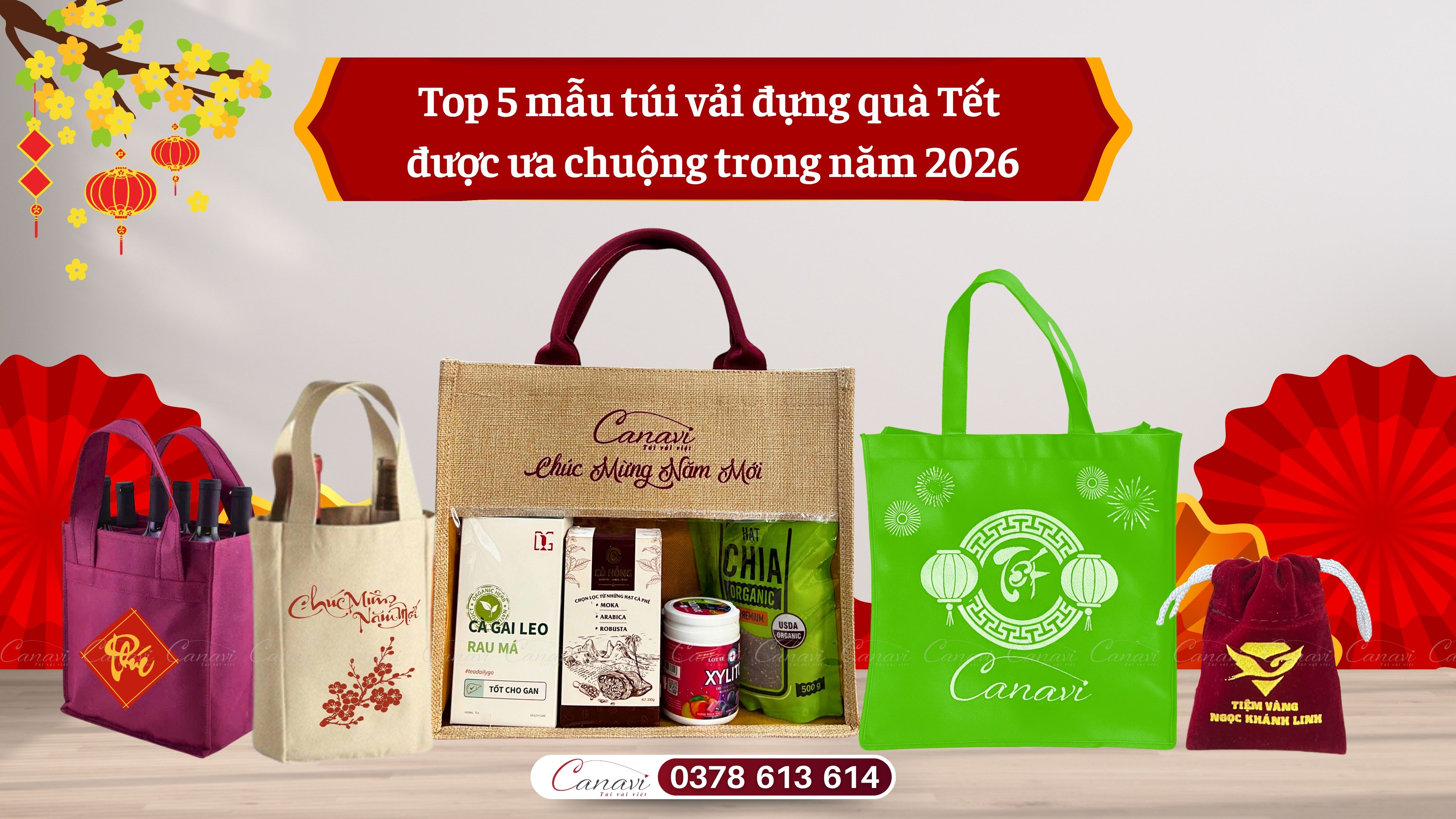 Top 5 mẫu túi vải đựng quà Tết được ưa chuộng năm 2026