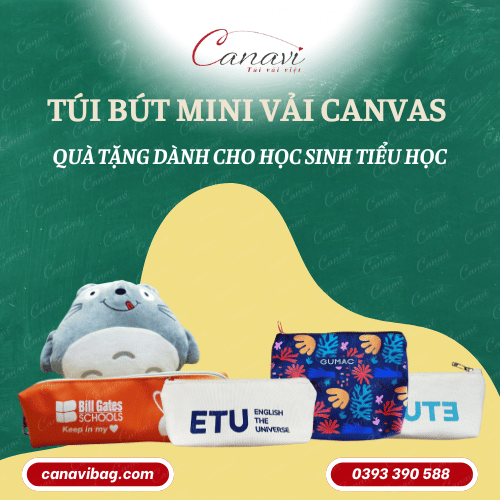 Túi bút mini vải canvas dành cho học sinh tiểu học