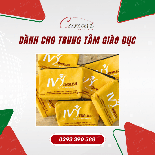 Túi bút mini vải canvas, quà tặng trung tâm giáo dục dành cho học viên