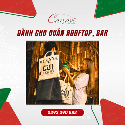 Túi canvas in logo dành cho lĩnh vực F&B (Rooftop, Mini Bar)