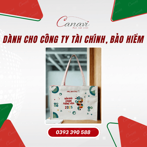 Túi vải bố in logo dành cho công ty bảo hiểm, tài chính