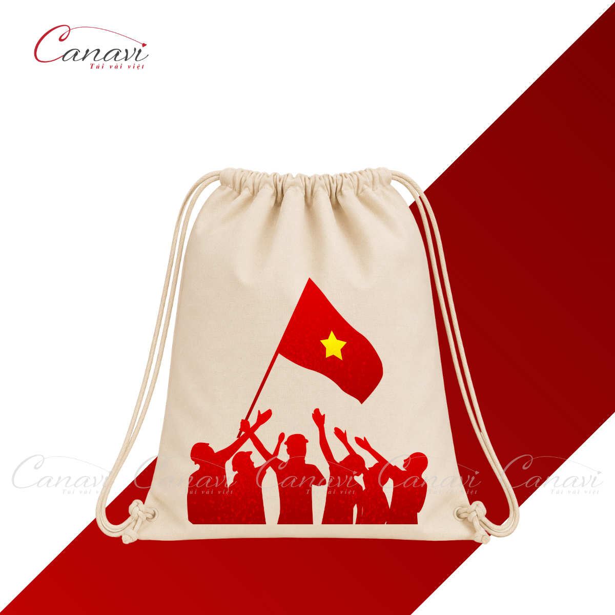 Balo Dây Rút Canvas Quốc Khánh TVQK03 - Sắc Cờ Việt Nam