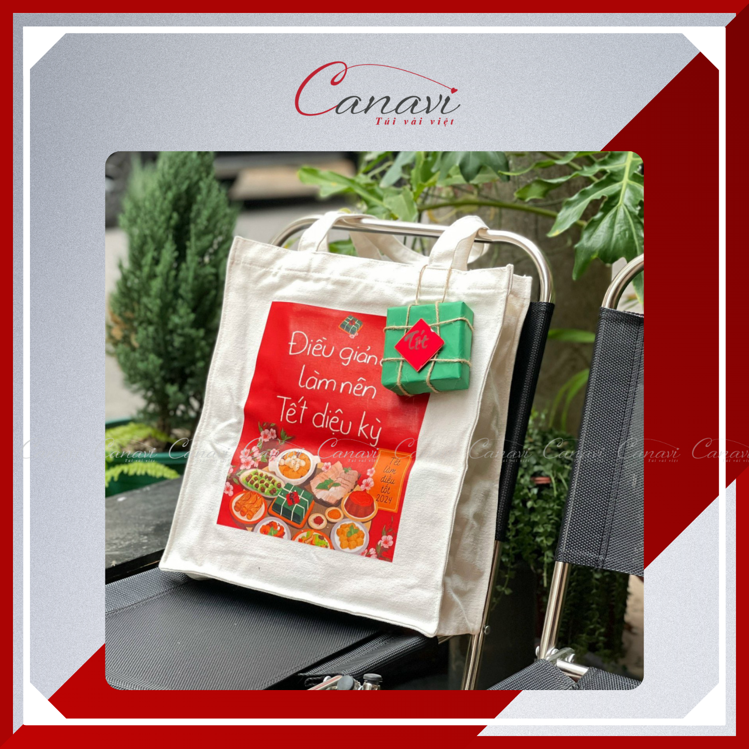 Túi Tote Vải Bố Canvas TVT013 - Xưởng in quà Tết theo yêu cầu
