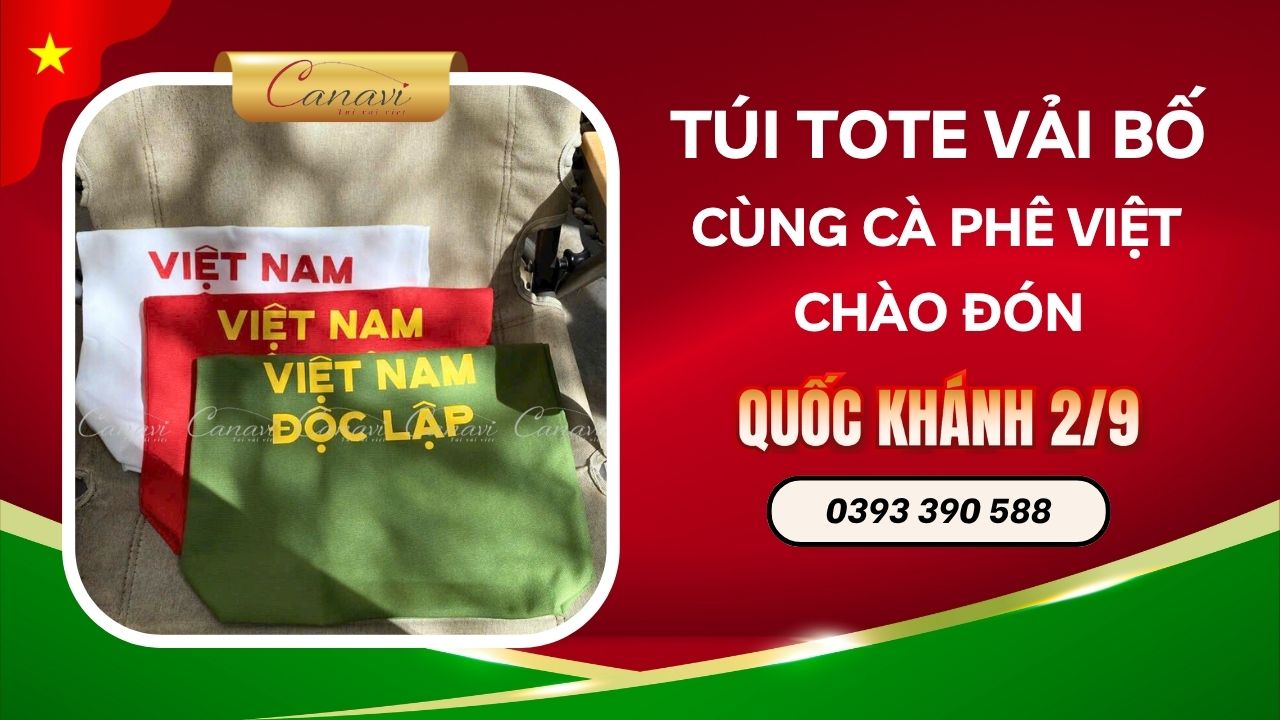 Túi Tote Vải Bố Cùng Chuỗi Cà Phê Việt Mừng Lễ Quốc Khánh 2/9