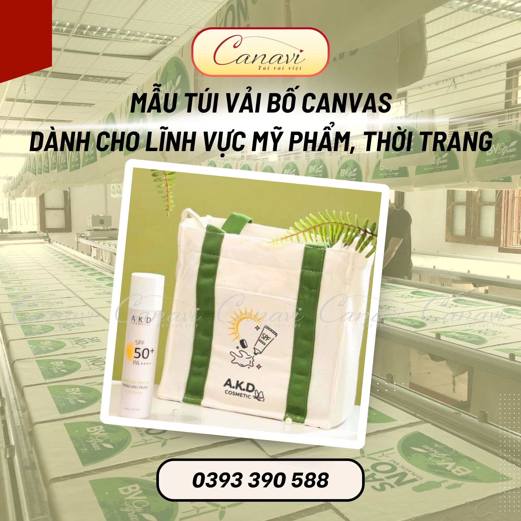 Túi vải bố tote canvas dành cho cửa hàng mỹ phẩm, thời trang