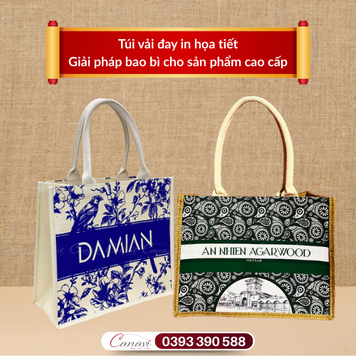 Túi vải đay in họa tiết giai pháp bao bì cho sản phẩm cao cấp