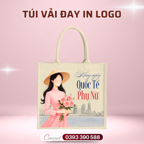 Túi vải đay in họa tiết - Quà tặng 8/3 cao cấp