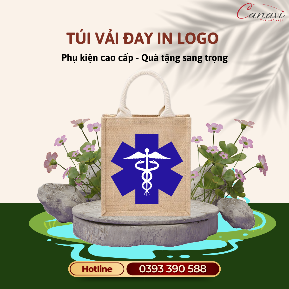 Túi vải đay in logo quà tặng y đức cho bác sĩ