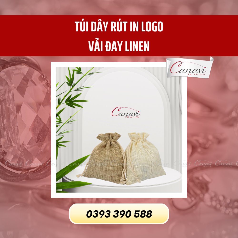 Túi dây rút vải đay linen cao cấp