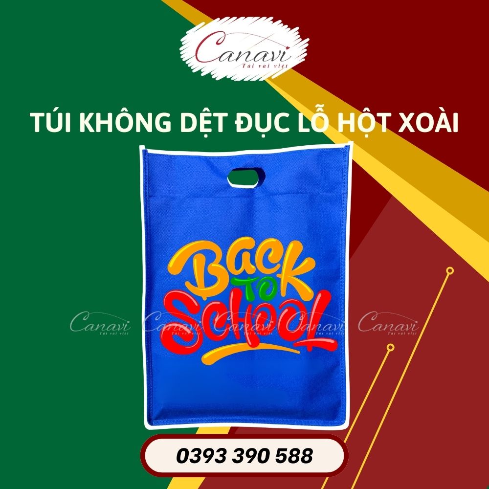 thiết kế túi vải không dệt với quai xách đục lỗ