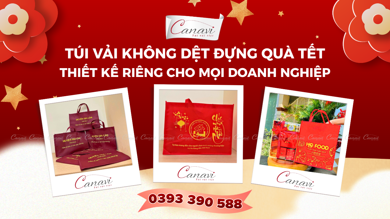 Túi vải không dệt đựng quà tết tặng công nhân - Thiết kế riêng cho nội bộ xí nghiệp, công ty