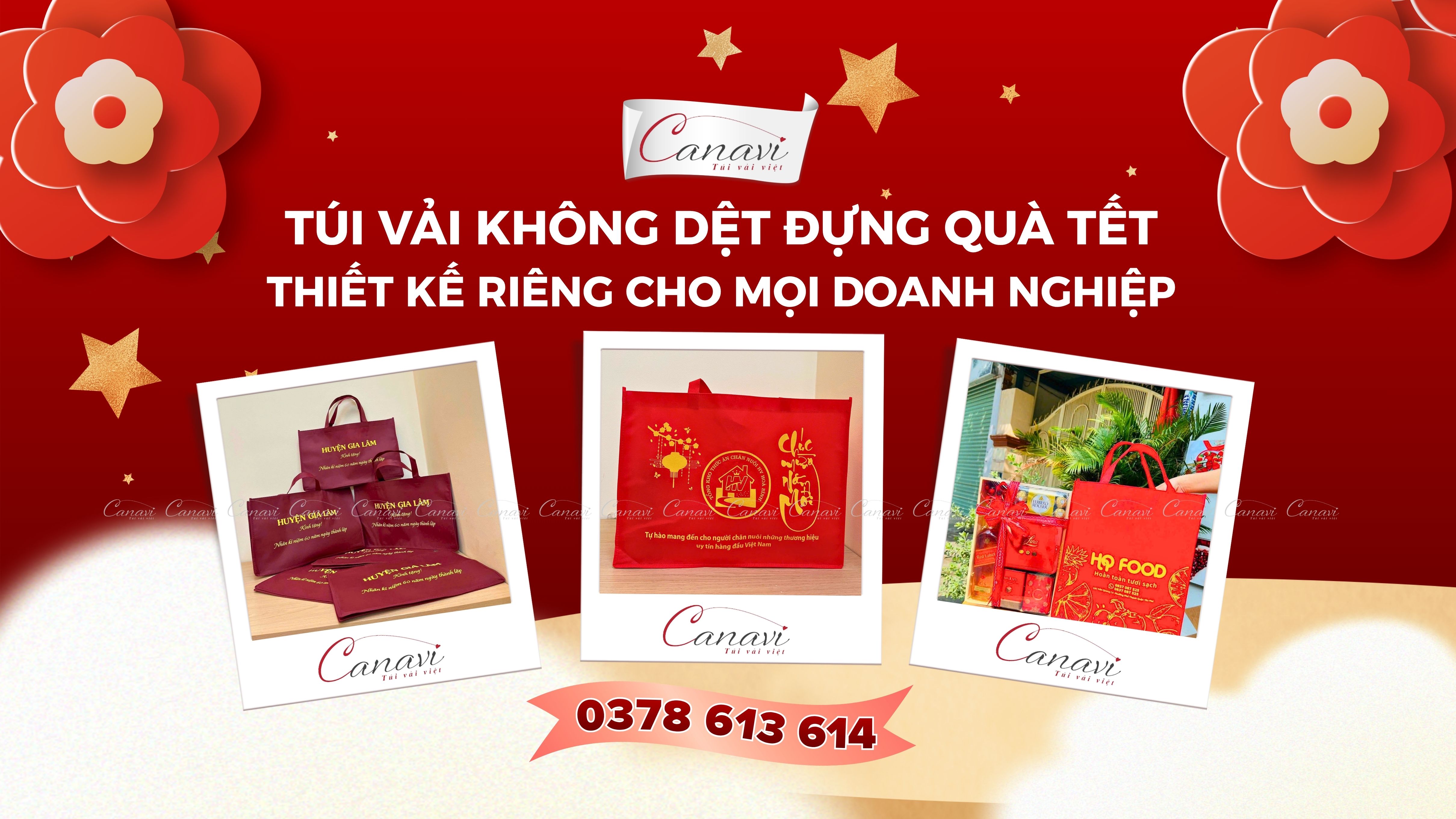 Túi vải không dệt đựng quà tết tặng công nhân - Thiết kế riêng cho nội bộ xí nghiệp, công ty
