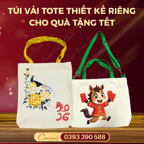 Túi vải tote thiết kế riêng cho quà tặng Tết ý nghĩa