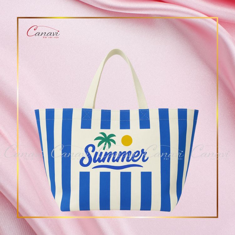 Túi Tote Vải Bố -Túi Canvas TVT002 Hello Summer Xanh Dương