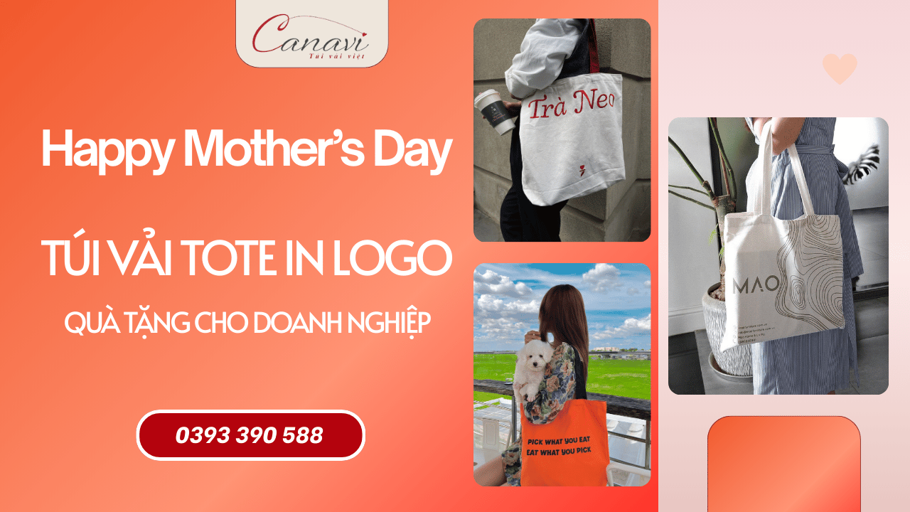 Túi vải tote in logo, món quà tri ân Ngày của Mẹ cho cửa hàng thực phẩm chức năng