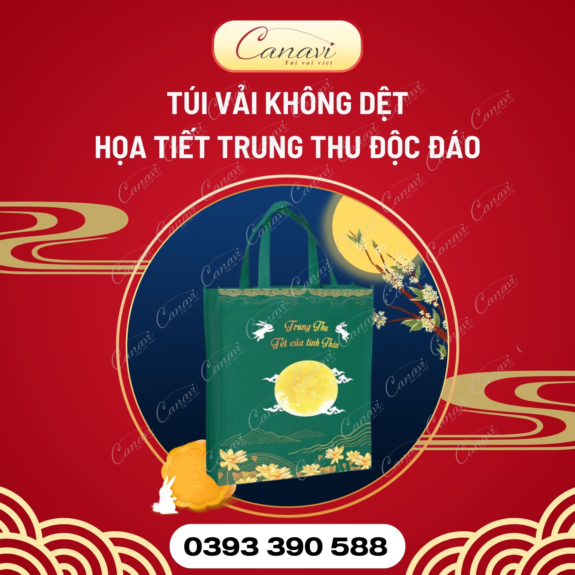 Túi vải không dệt đựng bánh trung thu tiện lợi 